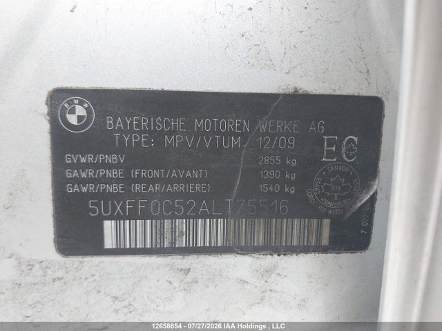 12658854 :رقم المزاد ، 5UXFF0C52ALT75516 vin ، 2010 Bmw X5 Xdrive35d مزاد بيع
