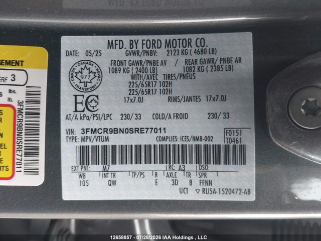 3FMCR9BN0SRE77011 Ford Bronco Sport Big Bend