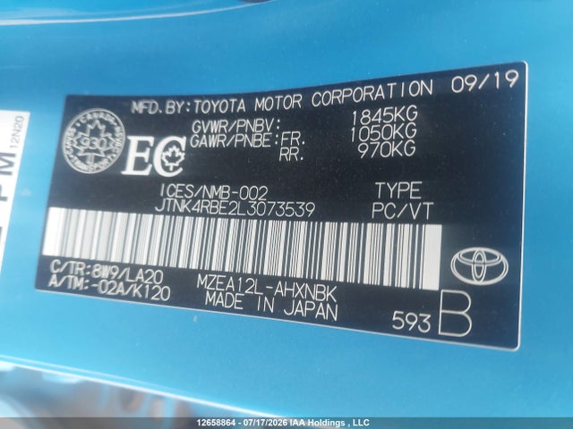 Toyota Corolla Se/xse 2020 JTNK4RBE2L3073539 Image 9