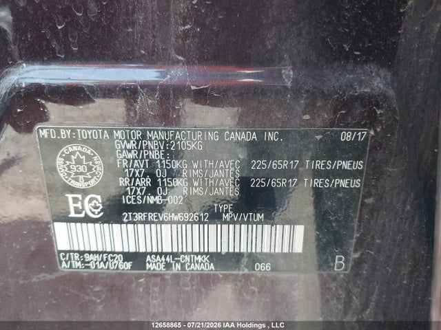 Toyota Rav4 Xle 2017 2T3RFREV6HW692612 Image 19
