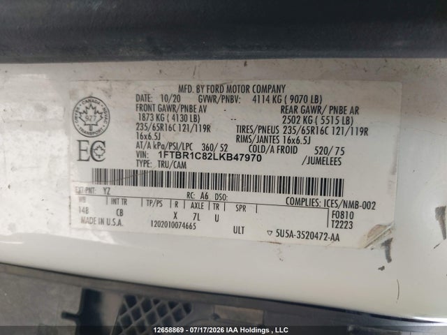 Ford Transit T-250 2020 1FTBR1C82LKB47970 Image 9