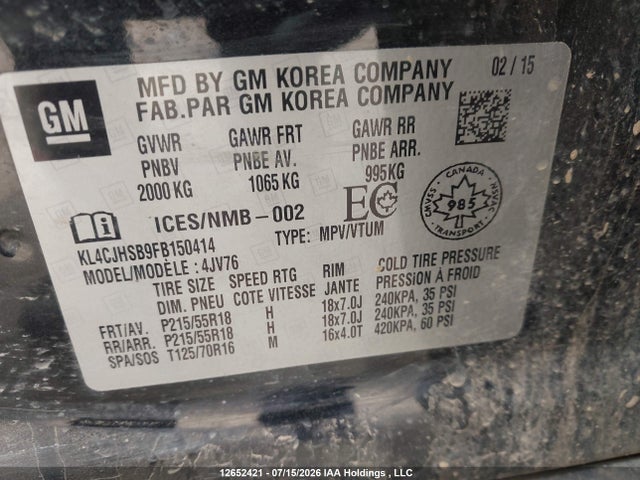 KL4CJHSB9FB150414 Buick Encore Premium