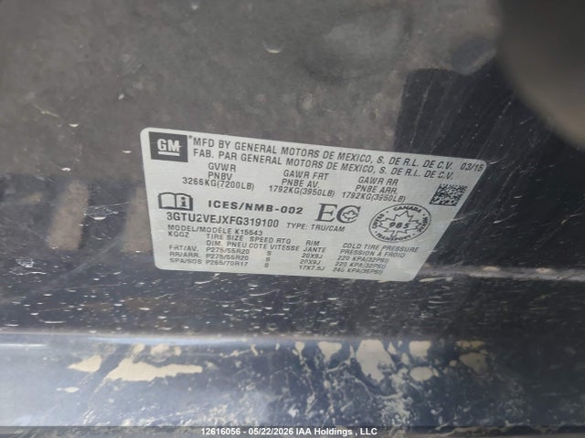 3GTU2VEJXFG319100 GMC Sierra 1500 Slt