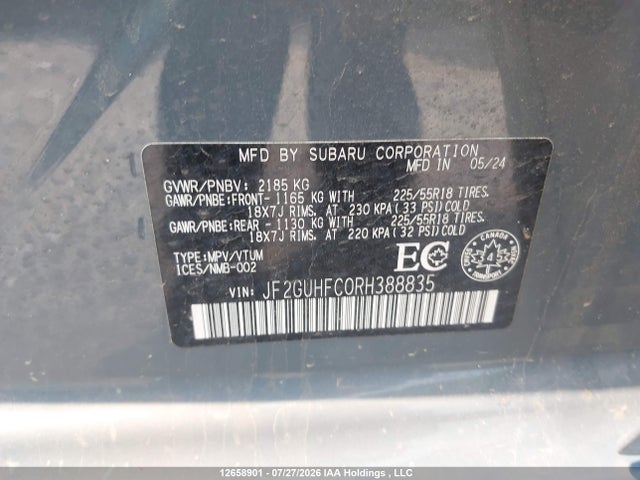 Продажа на аукционе авто 2024 Subaru Crosstrek, vin: JF2GUHFC0RH388835, номер лота: 12658901