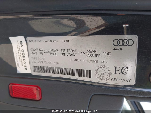Продаж на аукціоні авто 2020 Audi A4 Komfort, vin: WAUANAF47LN006596, номер лоту: 12658938