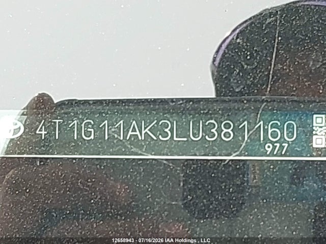 12658943 :رقم المزاد ، 4T1G11AK3LU381160 vin ، 2020 Toyota Camry Se/se Night Shade مزاد بيع