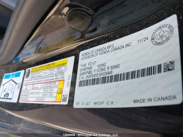 Продаж на аукціоні авто 2025 Honda Civic Sport Hybrid/sport Touring Hybrid, vin: 2HGFE4F81SH008446, номер лоту: 12658956