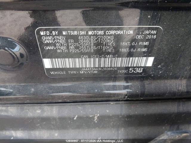 Mitsubishi Eclipse Cross Es 2019 JA4AT3AA3KZ606826 Image 18