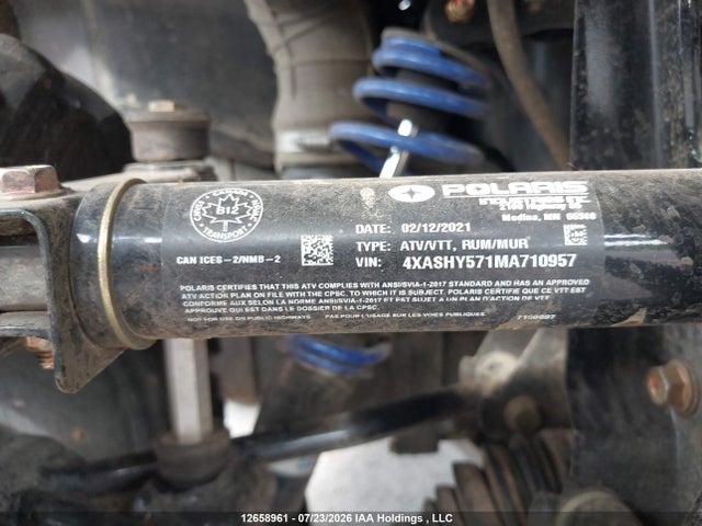 2021 Polaris Sportsman Trail 570 მანქანა იყიდება აუქციონზე, vin: 4XASHY571MA710957, აუქციონის ნომერი: 12658961
