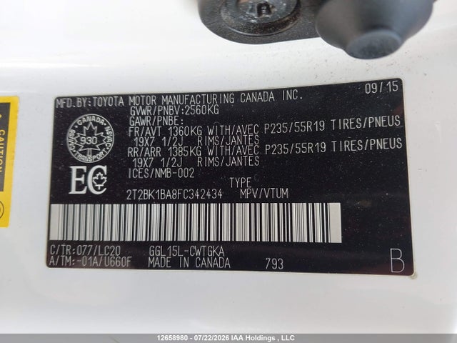 Aukcja sprzedaży 2015 Lexus Rx 350/base/f Sport, vin: 2T2BK1BA8FC342434, numer aukcji: 12658980