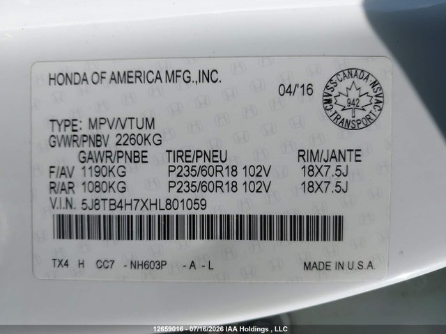 Acura Rdx Elite 2017 5J8TB4H7XHL801059 Image 9