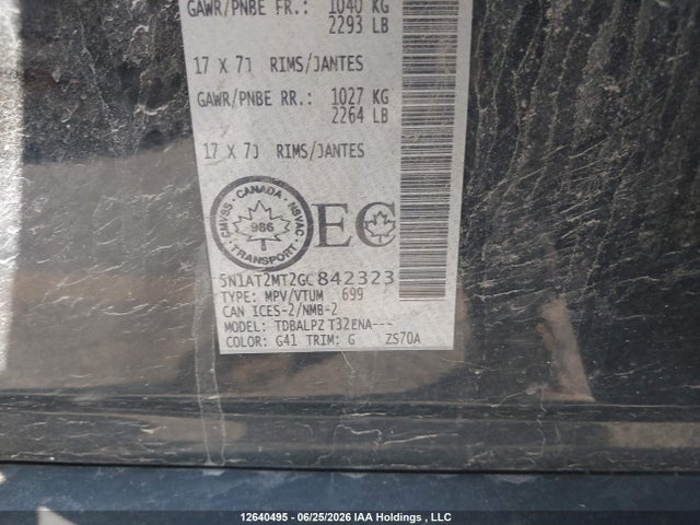 Nissan ROGUE S/SV 2016 5N1AT2MT2GC842323 Image 9