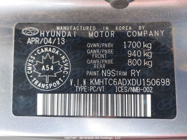 Aukcja sprzedaży 2013 Hyundai Veloster Tech, vin: KMHTC6ADXDU150698, numer aukcji: 12627497