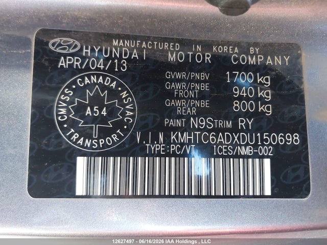 Aukcja sprzedaży 2013 Hyundai Veloster Tech, vin: KMHTC6ADXDU150698, numer aukcji: 12627497