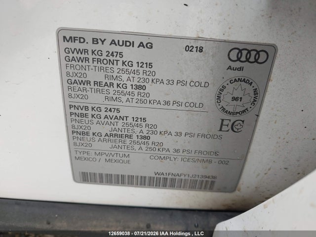 WA1FNAFY1J2139438 Audi Q5 Technik S-line
