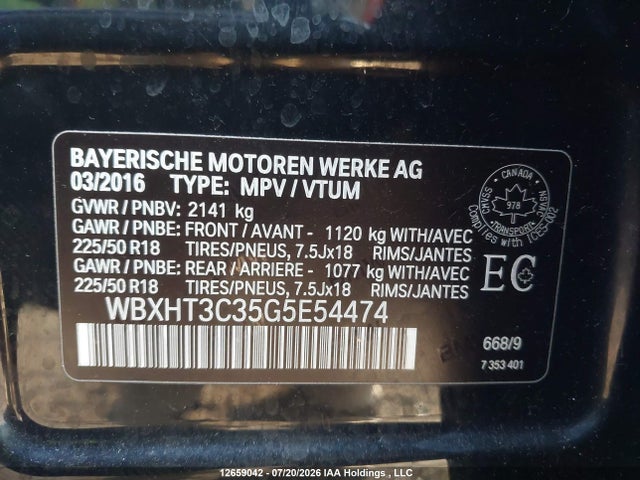 WBXHT3C35G5E54474 BMW X1 Xdrive28i