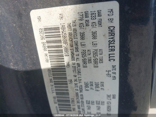 Auction sale of the 2008 Chrysler Aspen Limited, vin: 1A8HW58N98F108018, lot number: 12659044