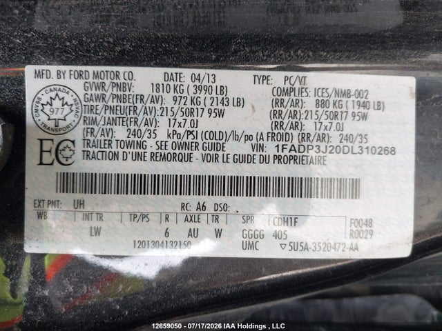Aukcja sprzedaży 2013 Ford Focus Titanium, vin: 1FADP3J20DL310268, numer aukcji: 12659050
