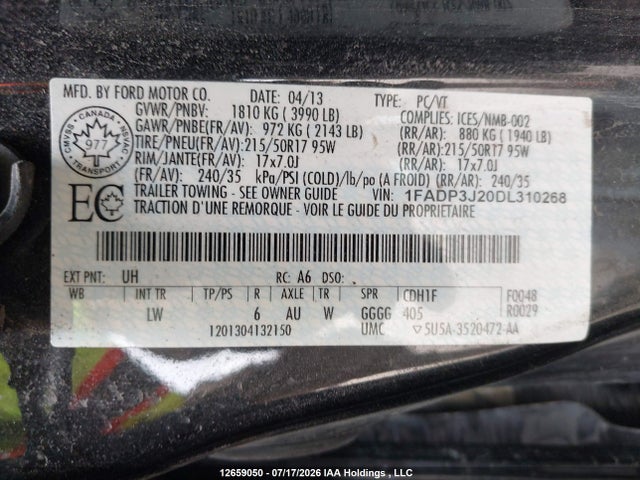 Aukcja sprzedaży 2013 Ford Focus Titanium, vin: 1FADP3J20DL310268, numer aukcji: 12659050