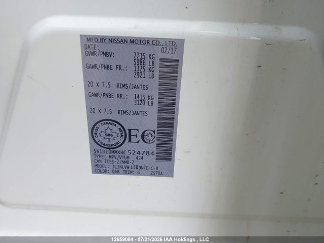 5N1DL0MMXHC524784 Infiniti QX60