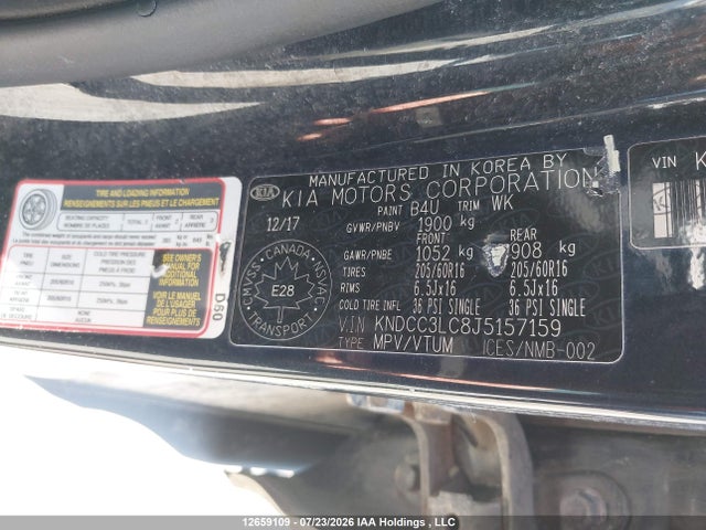 12659109 :رقم المزاد ، KNDCC3LC8J5157159 vin ، 2018 Kia Niro Ex/ex Premium مزاد بيع