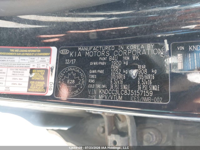 12659109 :رقم المزاد ، KNDCC3LC8J5157159 vin ، 2018 Kia Niro Ex/ex Premium مزاد بيع