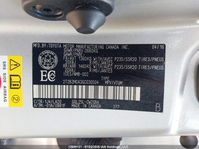 Lexus RX 350 2016 2T2BZMCA3GC030504 Image 9