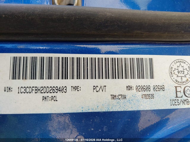 12659135 :رقم المزاد ، 1C3CDFBH2DD269403 vin ، 2013 Dodge Dart Sxt مزاد بيع