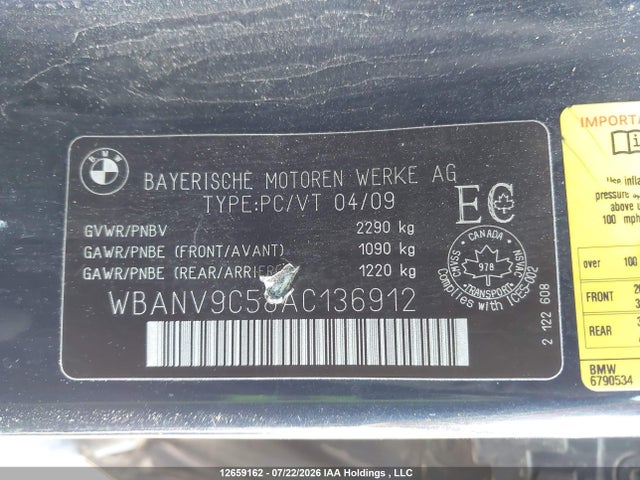 Aukcja sprzedaży 2010 Bmw 535i Xdrive, vin: WBANV9C58AC136912, numer aukcji: 12659162