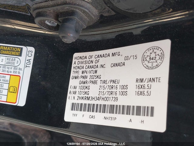 Honda CR-V LX 2015 2HKRM3H34FH001739 Image 9