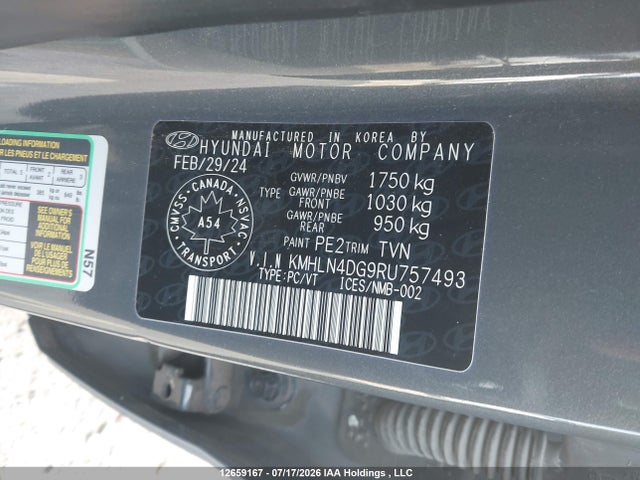 Aukcja sprzedaży 2024 Hyundai Elantra Luxury W/two-tone Interior, vin: KMHLN4DG9RU757493, numer aukcji: 12659167
