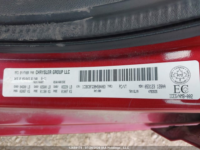 Aukcja sprzedaży 2011 Chrysler 200 S, vin: 1C3BC8FG3BN584083, numer aukcji: 12659178