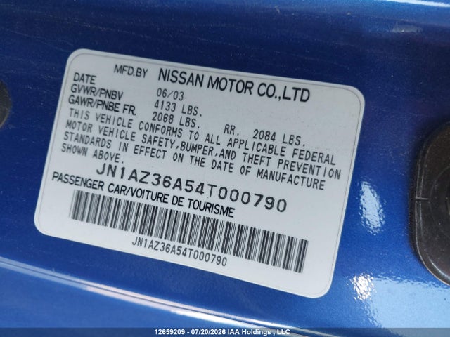 12659209 :رقم المزاد ، JN1AZ36A54T000790 vin ، 2004 Nissan 350z Roadster مزاد بيع