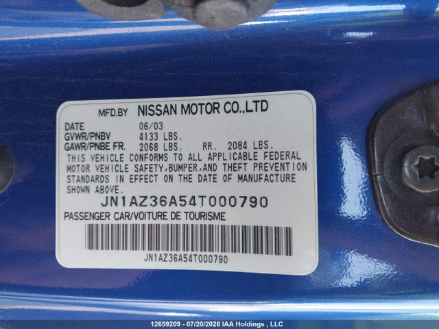 12659209 :رقم المزاد ، JN1AZ36A54T000790 vin ، 2004 Nissan 350z Roadster مزاد بيع