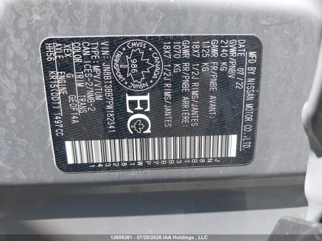 JN8BT3BB7PW182341 Nissan Rogue Sv Midnight Edition/sv Moonroof