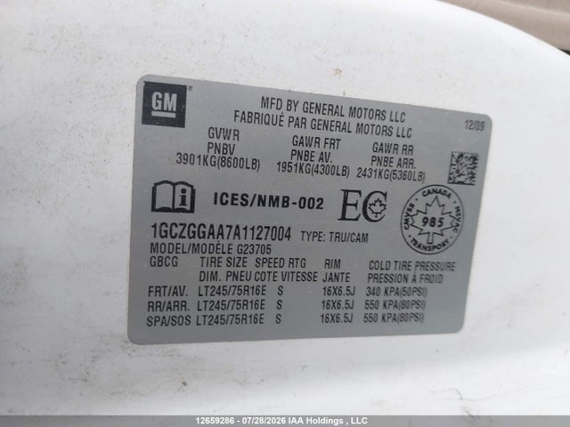 Продаж на аукціоні авто 2010 Chevrolet Express G2500, vin: 1GCZGGAA7A1127004, номер лоту: 12659286