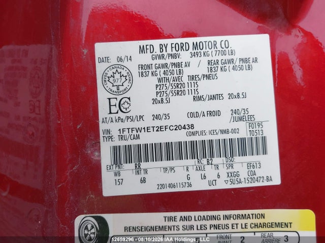 Aukcja sprzedaży 2014 Ford F150 Supercrew, vin: 1FTFW1ET2EFC20438, numer aukcji: 12659296