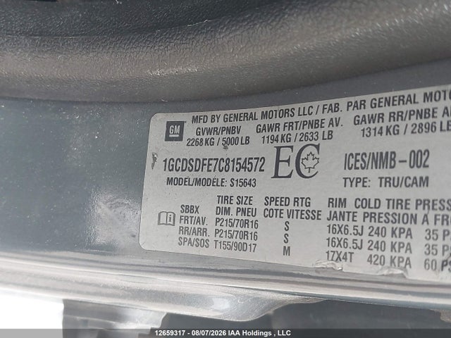 Продажа на аукционе авто 2012 Chevrolet Colorado Lt, vin: 1GCDSDFE7C8154572, номер лота: 12659317