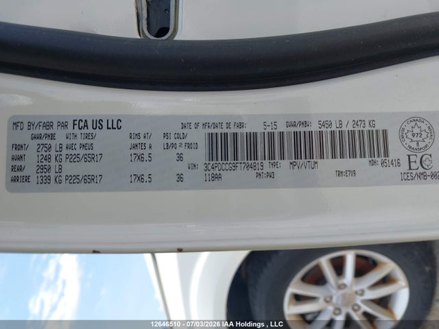 Dodge Journey Sxt 2015 3C4PDCCG9FT704819 Image 9
