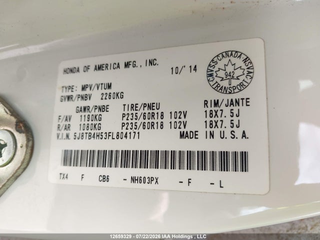 Acura Rdx Technology 2015 5J8TB4H53FL804171 Image 9