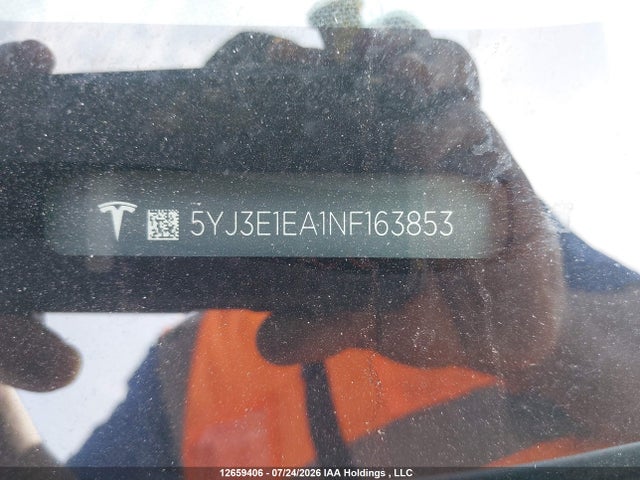 12659406 :رقم المزاد ، 5YJ3E1EA1NF163853 vin ، 2022 Tesla Model 3 Rwd/standard Range مزاد بيع
