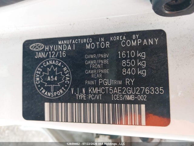 Продаж на аукціоні авто 2016 Hyundai Accent Se, vin: KMHCT5AE2GU276335, номер лоту: 12659462
