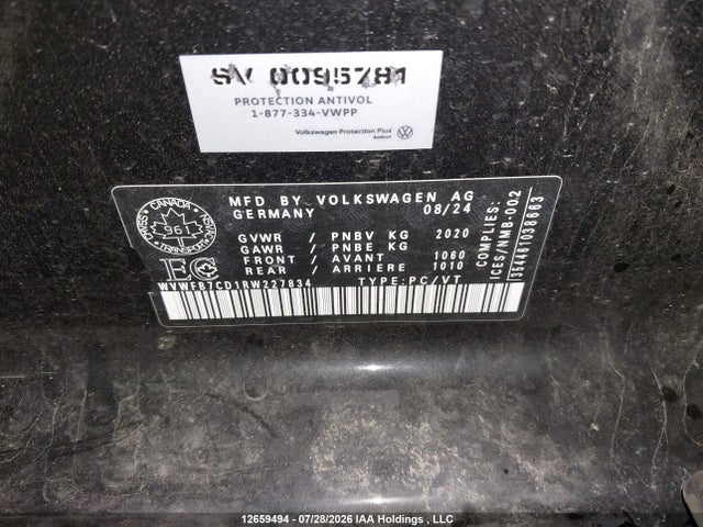 Продажа на аукционе авто 2024 Volkswagen Golf R, vin: WVWFB7CD1RW227834, номер лота: 12659494