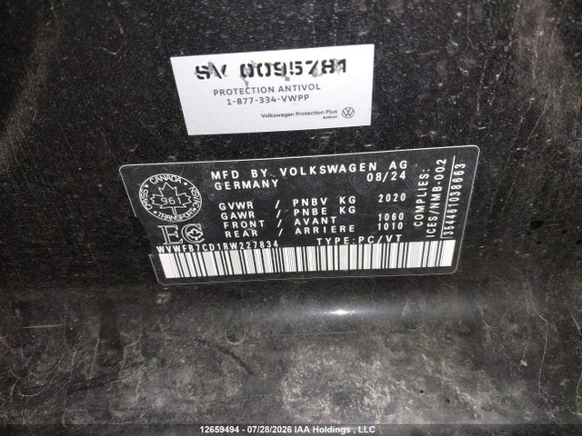 Продажа на аукционе авто 2024 Volkswagen Golf R, vin: WVWFB7CD1RW227834, номер лота: 12659494