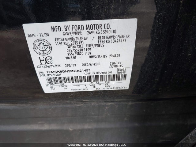 Ford EXPLORER XLT 2021 1FMSK8DH5MGA21453 Image 9