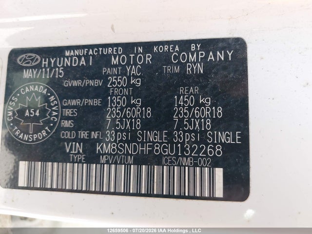 Продаж на аукціоні авто 2016 Hyundai Santa Fe Xl, vin: KM8SNDHF8GU132268, номер лоту: 12659506