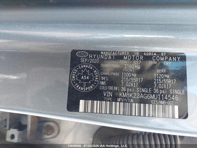 Aukcja sprzedaży 2021 Hyundai Kona Electric Preferred, vin: KM8K23AG6MU114546, numer aukcji: 12659508