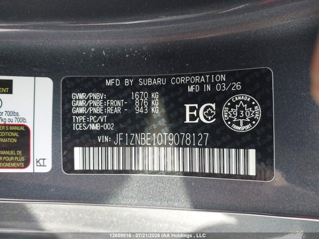 12659516 :رقم المزاد ، JF1ZNBE10T9078127 vin ، 2026 Toyota Gr 86 Premium مزاد بيع