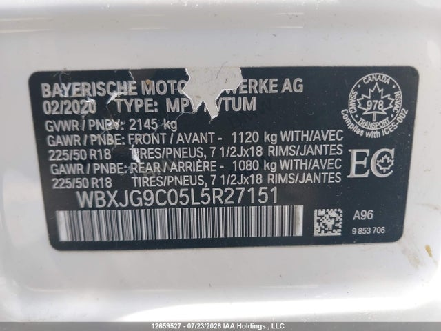 Продаж на аукціоні авто 2020 Bmw X1 Xdrive28i, vin: WBXJG9C05L5R27151, номер лоту: 12659527