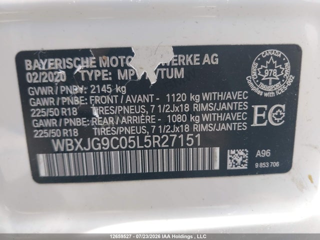Продаж на аукціоні авто 2020 Bmw X1 Xdrive28i, vin: WBXJG9C05L5R27151, номер лоту: 12659527